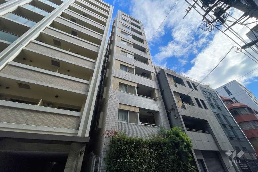 アスコットパーク人形町カーサビアンカの外観（北西側から）