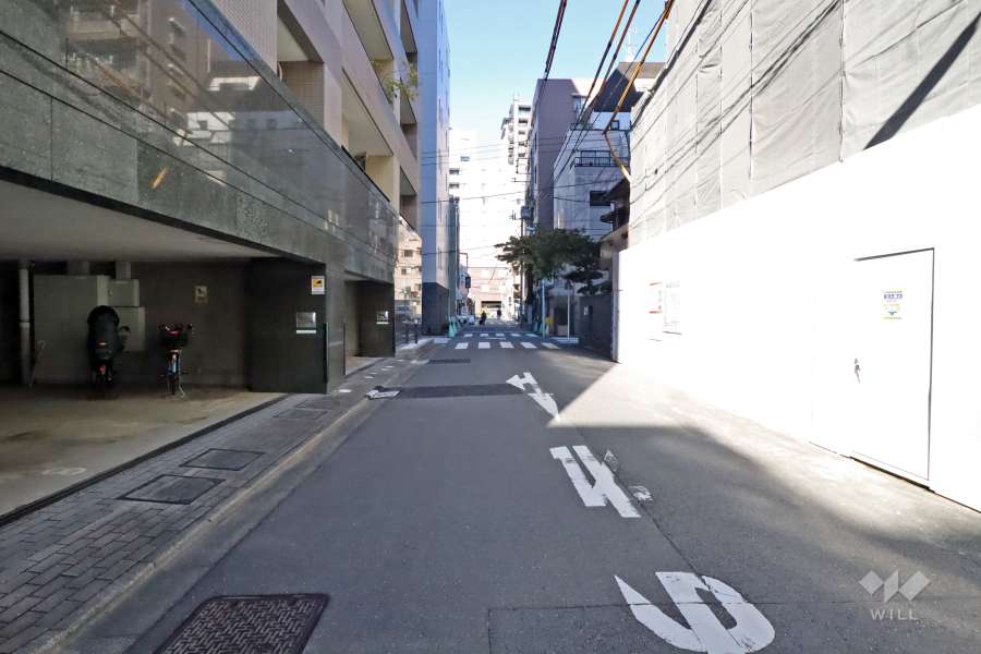 敷地北東側の前面道路(南東側から)