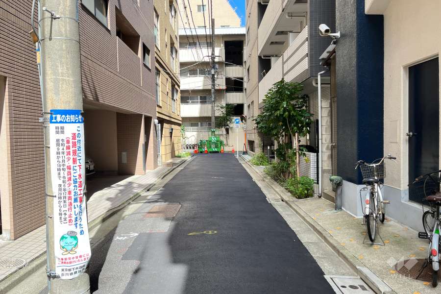 敷地の西側前面道路（南側から）