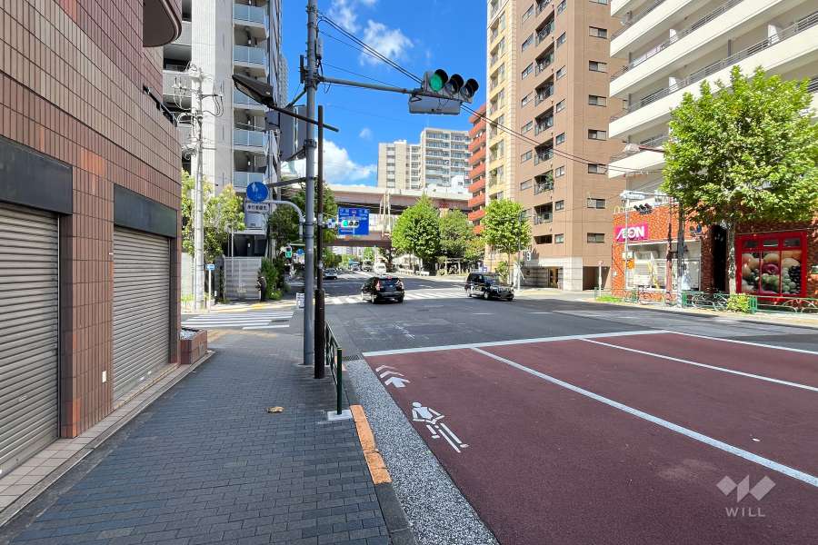 敷地北東側の前面道路（南東側から）