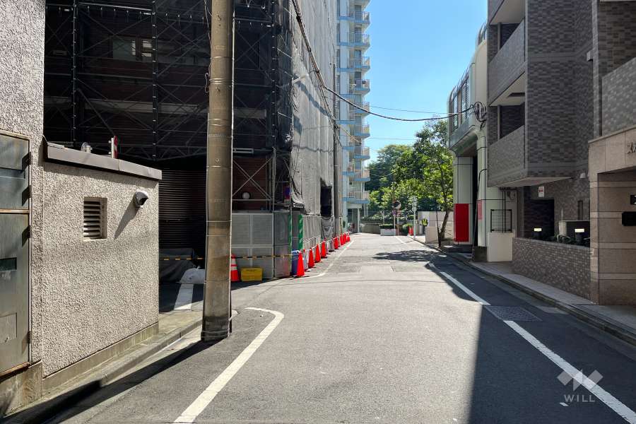 敷地の西側前面道路（北側から）