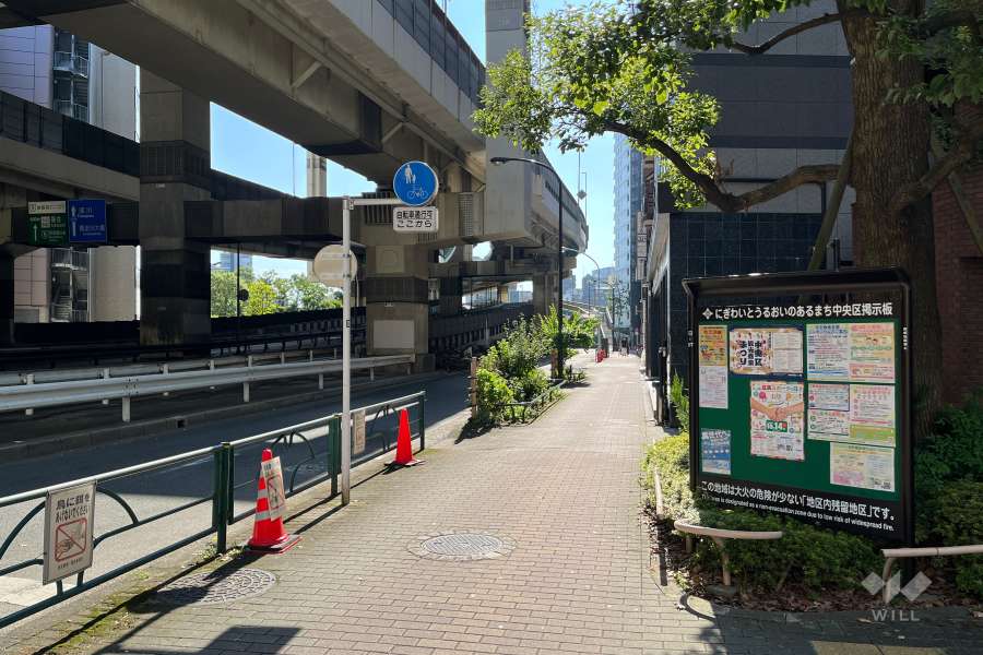 敷地の東側前面道路（北側から）
