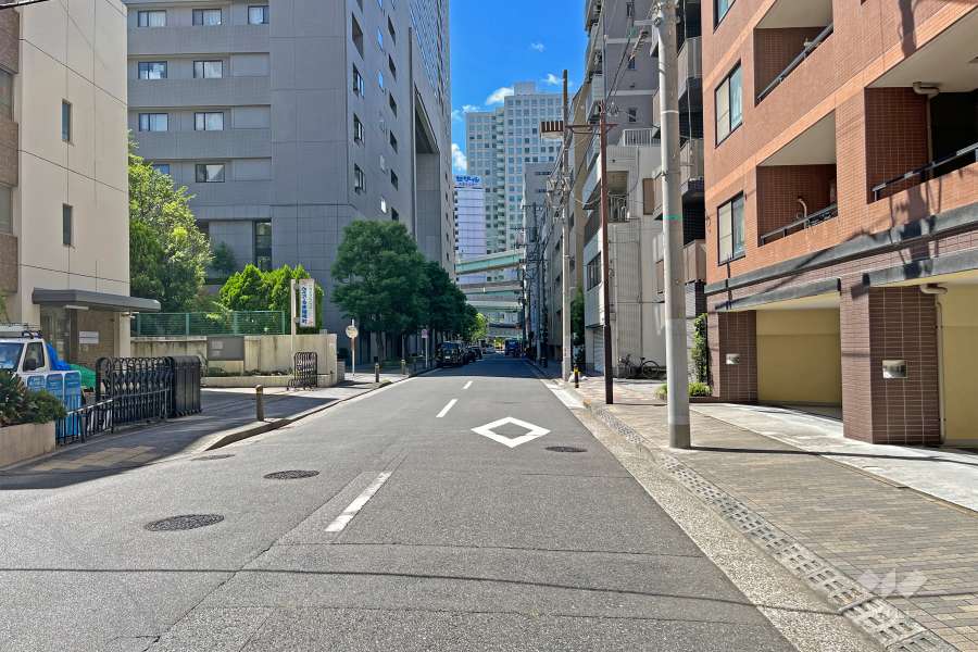 敷地東側の前面道路（南側から）