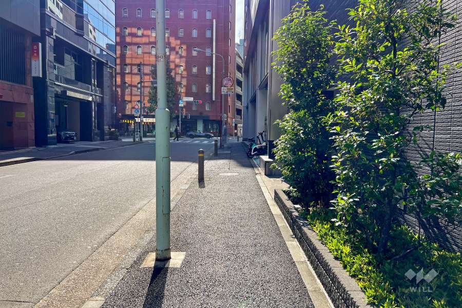 敷地南東側の前面道路（北東側から）