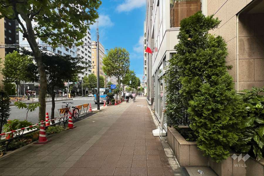 敷地西側の前面道路