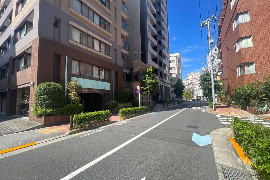 敷地の東側前面道路（南側から）