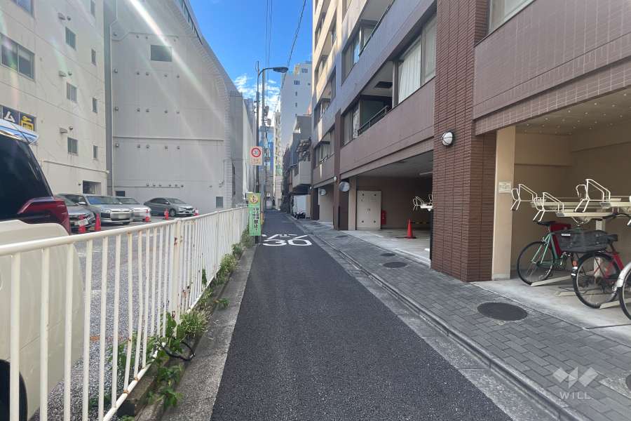 敷地の西側前面道路（南側から）