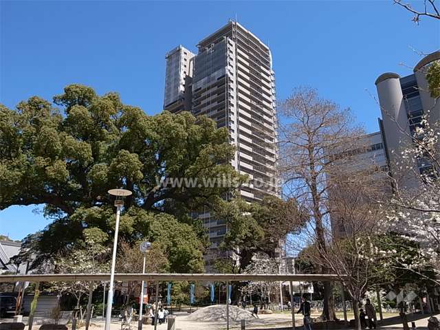 セントラルガーデンタワーの外観（南西から）　敷地の南西側には公園があります。