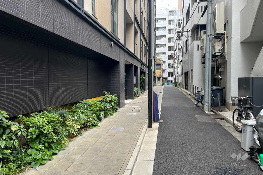 敷地の北側前面道路（東側から）