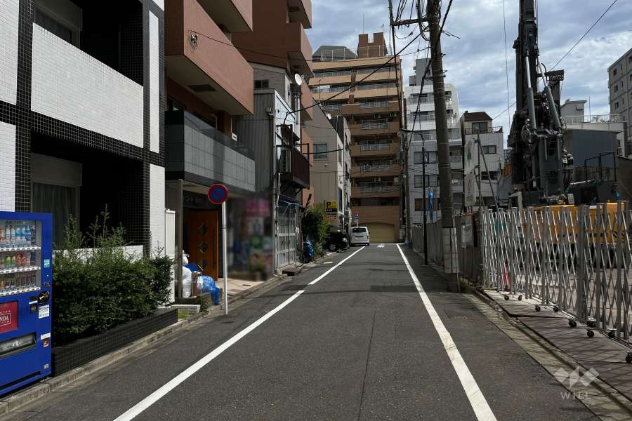 敷地の南側前面道路（西側から）