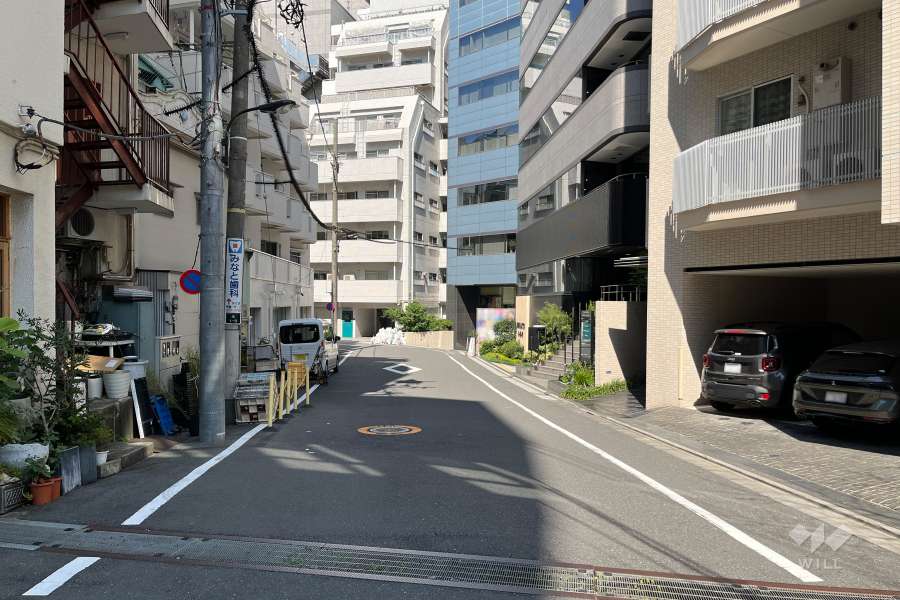 敷地の西側前面道路（南側から）