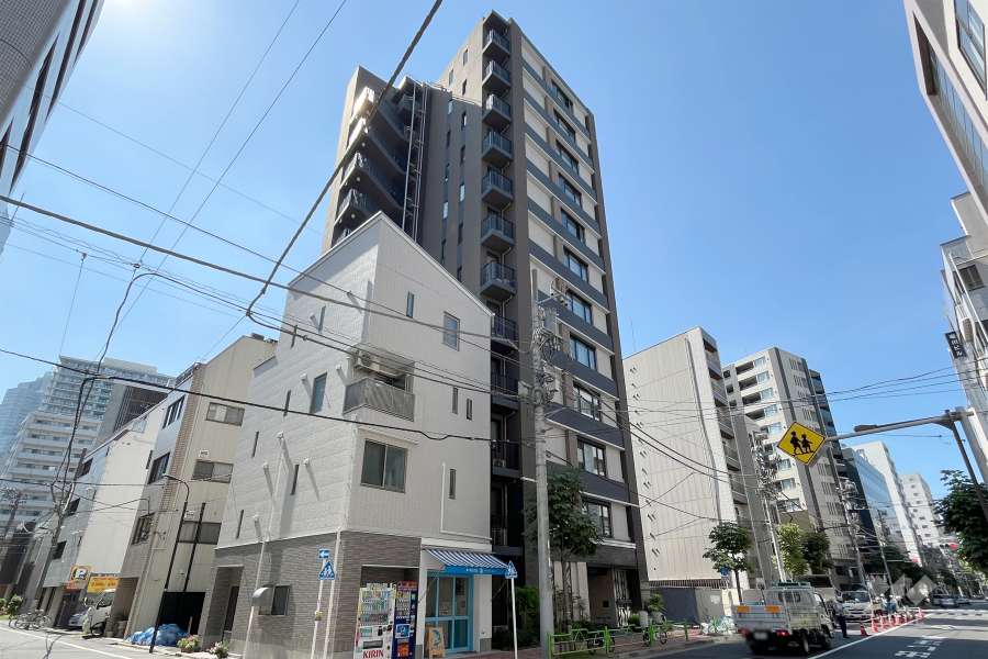 クレヴィア東京八丁堀中央湊の外観（北東側から）