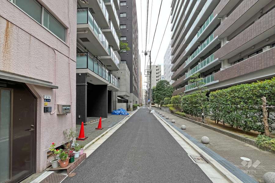 敷地の北側前面道路（東側から）