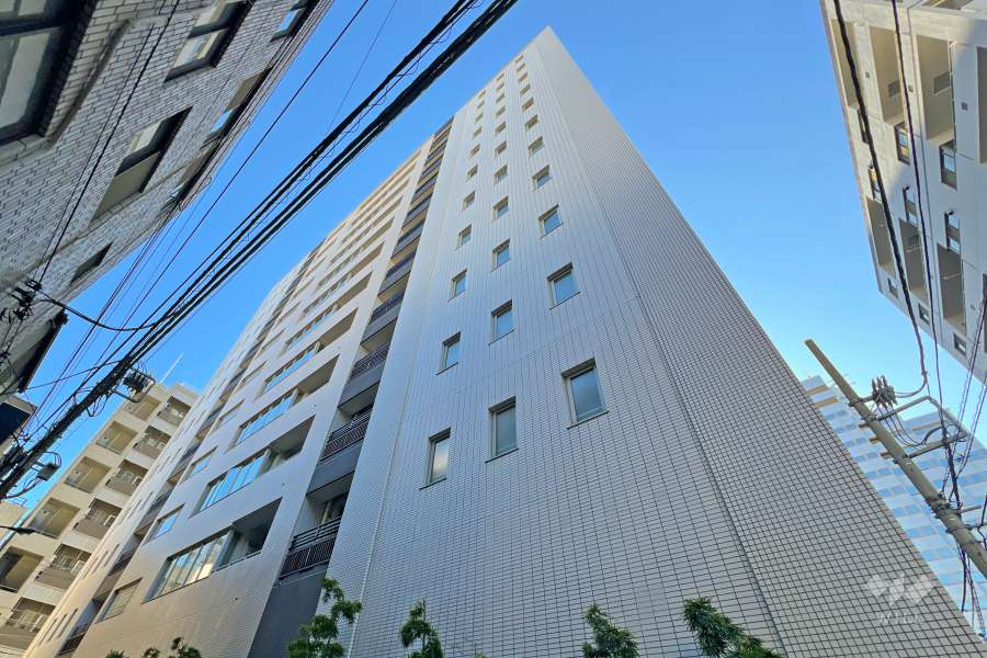 パークホームズセントラルシティ中央区湊の外観（北側から）