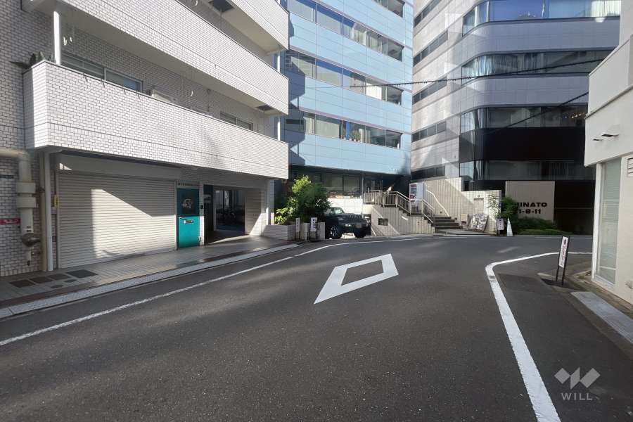 敷地の南側前面道路（西側から）