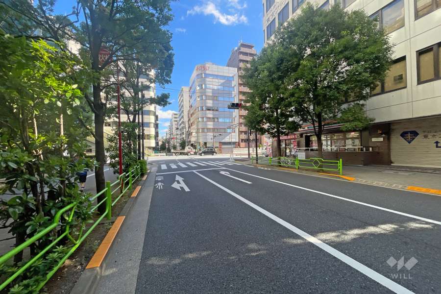 敷地西側の前面道路（南側から）