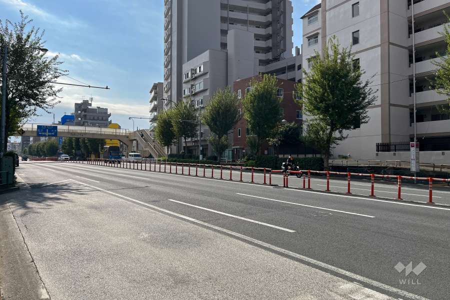 敷地東側の前面道路（北側から）