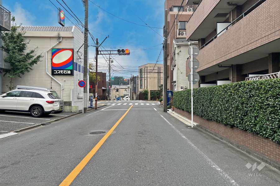 敷地東側の前面道路（北側から）