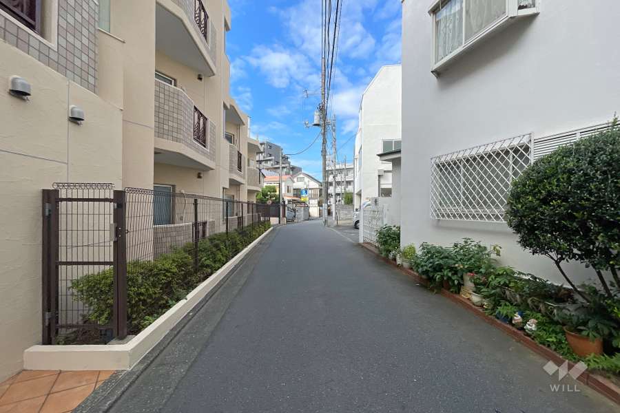 敷地の東側前面道路（南側から）