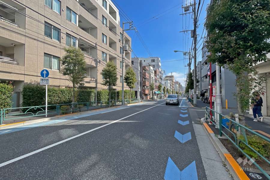 敷地南側の前面道路（西側から）