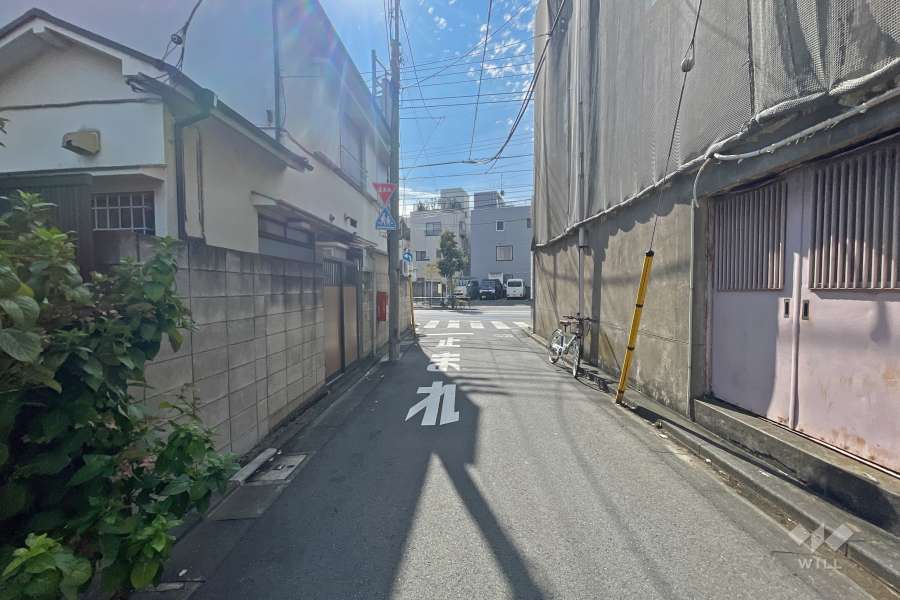 敷地西側の前面道路（北側から）