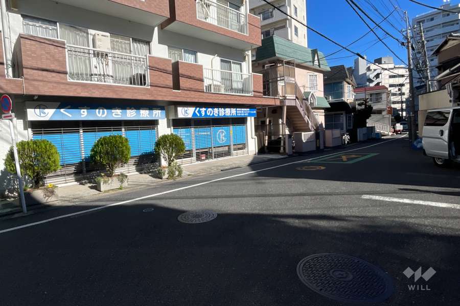 敷地の南側前面道路（西側から）