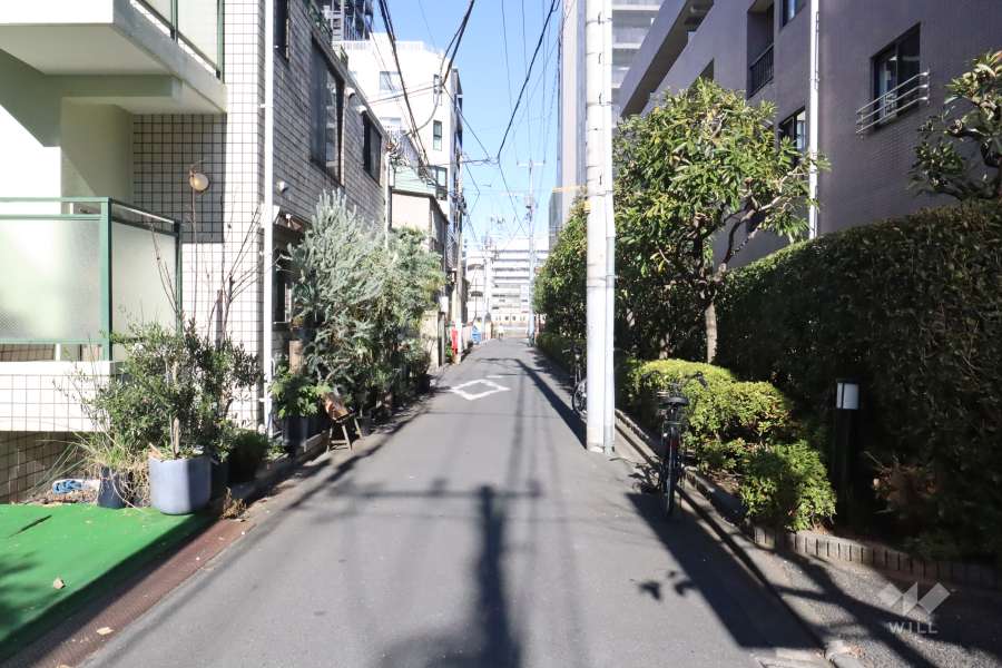 敷地西側の前面道路