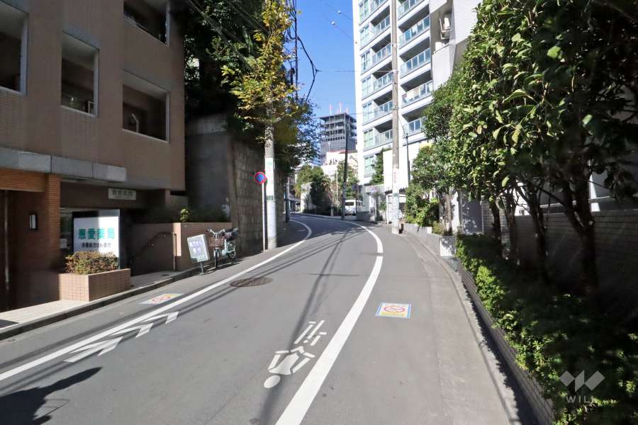 敷地南西側の前面道路（南側から）