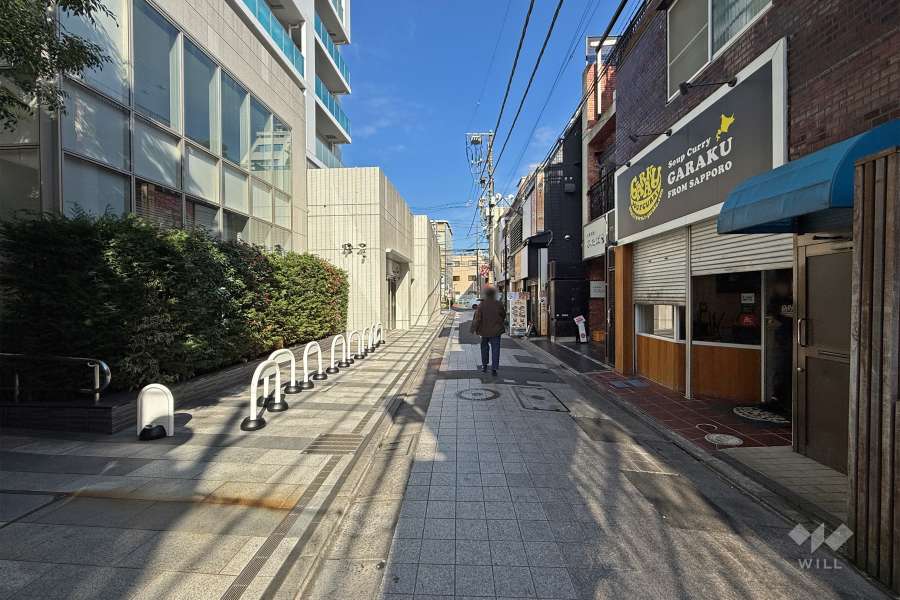 敷地東側の前面道路（南側から）