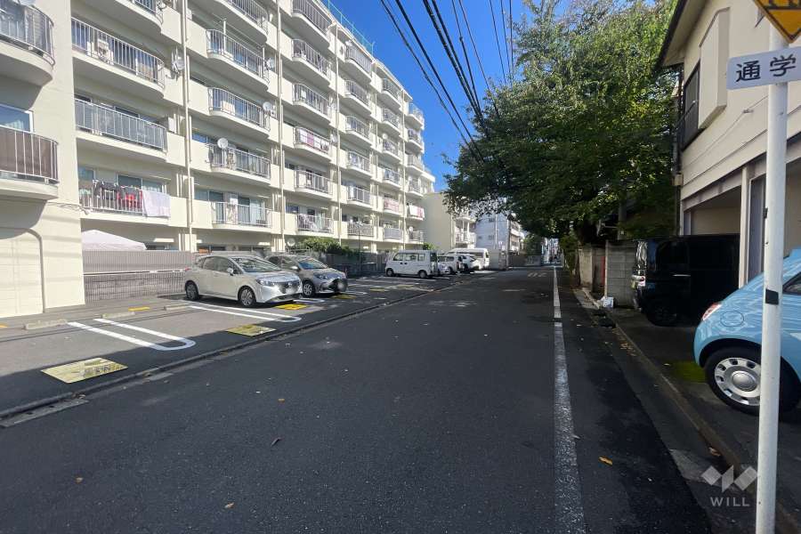 敷地の南側前面道路（西側から）