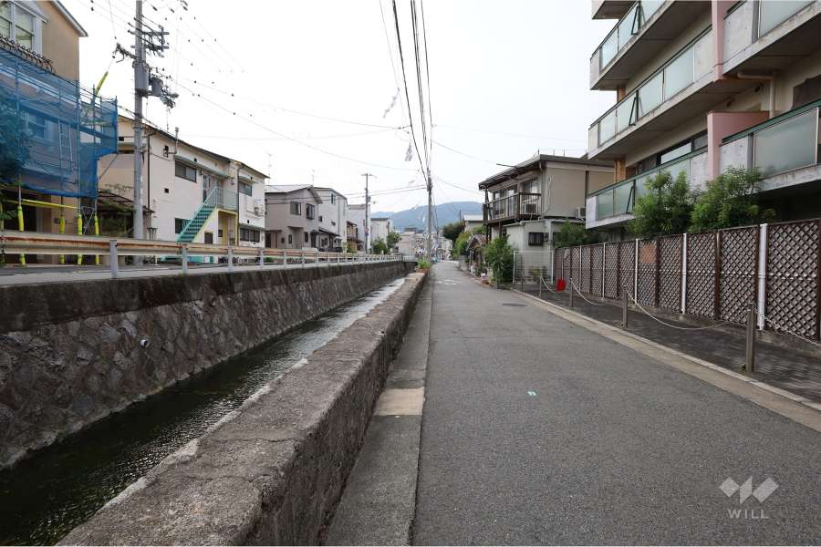 敷地南西側の前面道路（東側から）