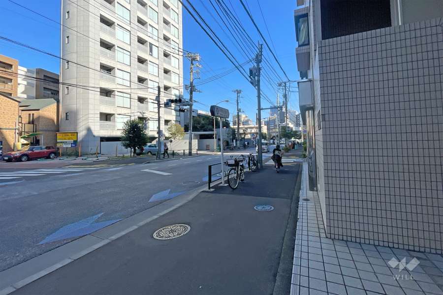 敷地の北側前面道路（西側から）