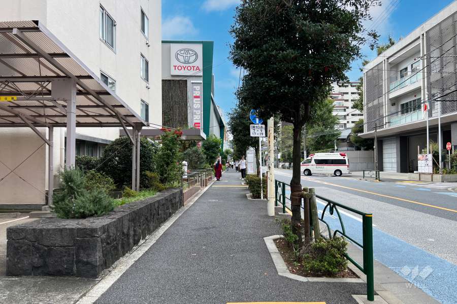 敷地の北側前面道路（東側から）