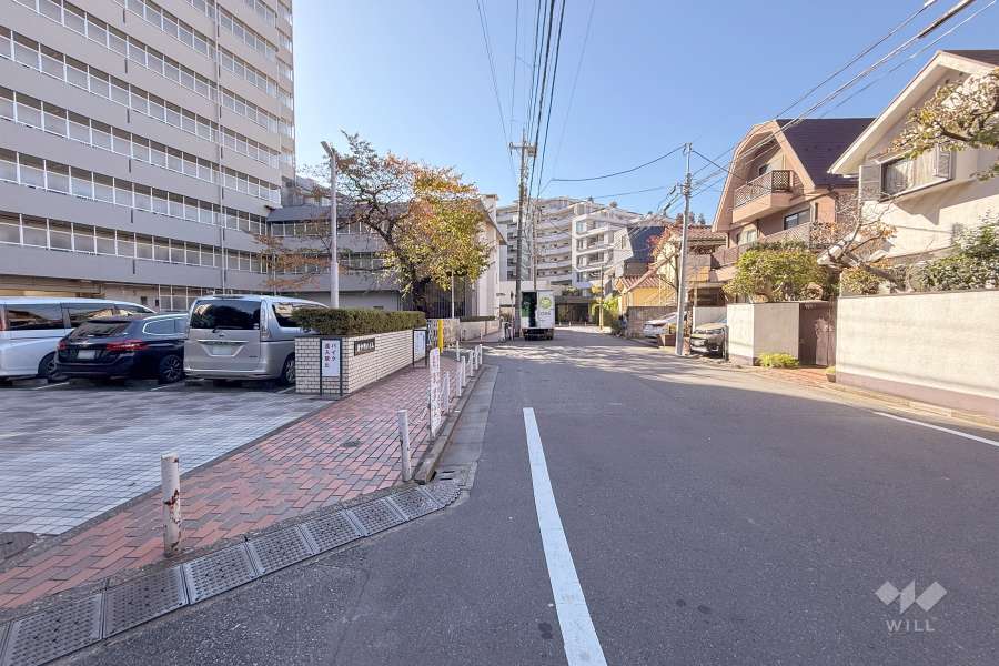 敷地北西側の前面道路（北東側から）