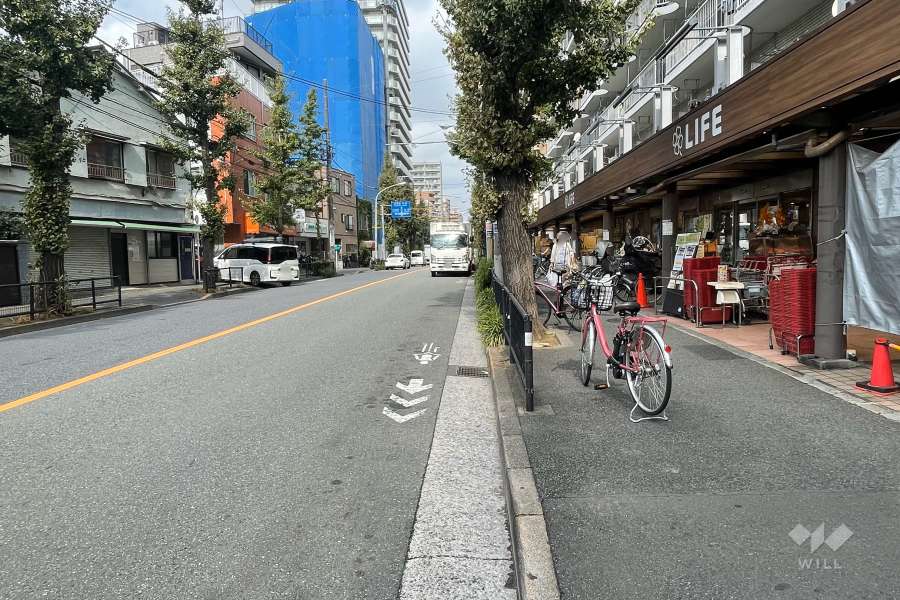 敷地西側の前面道路（南側から）