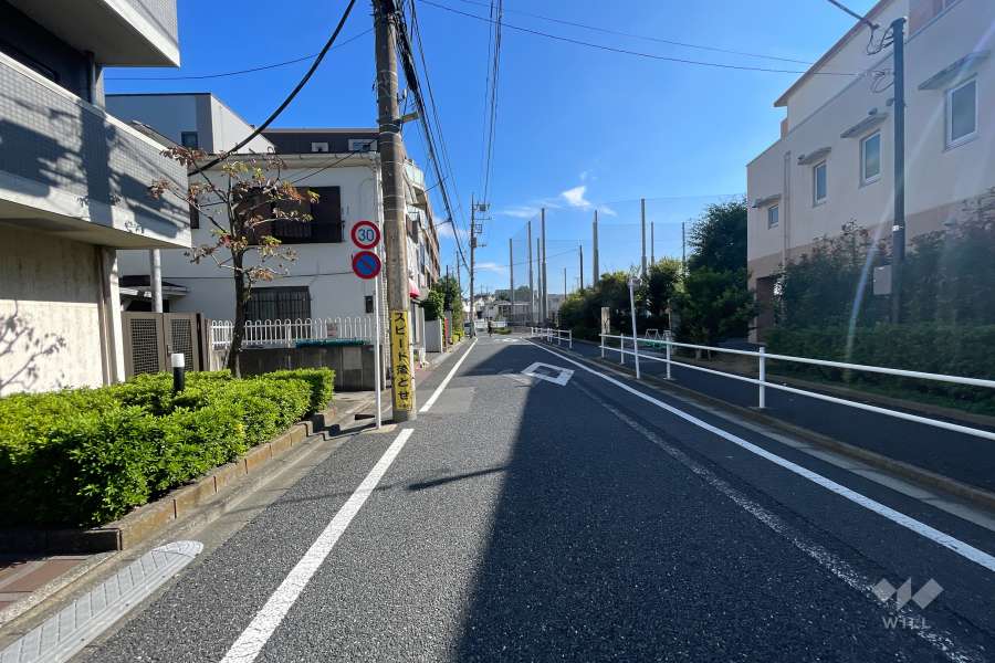 敷地南側の前面道路（西側から）