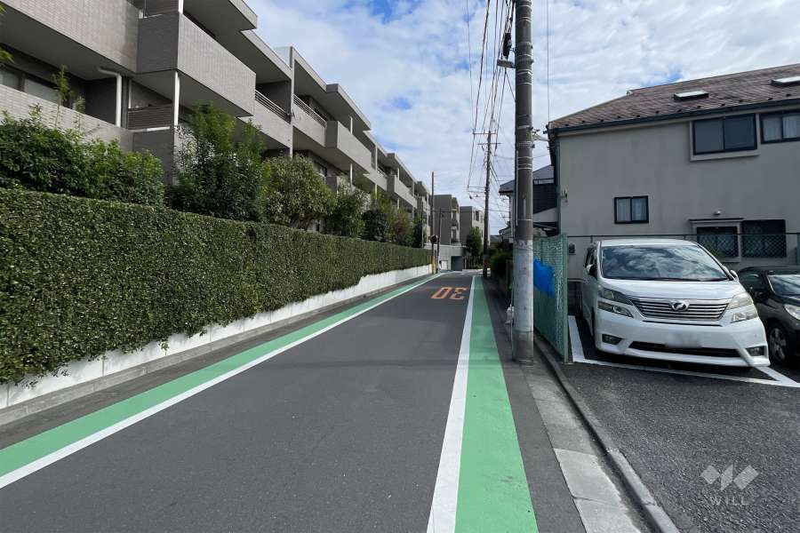 敷地の西側前面道路（北側から）