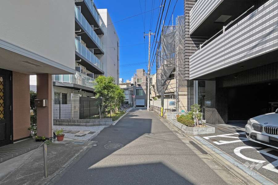 敷地の西側前面道路（南側から）