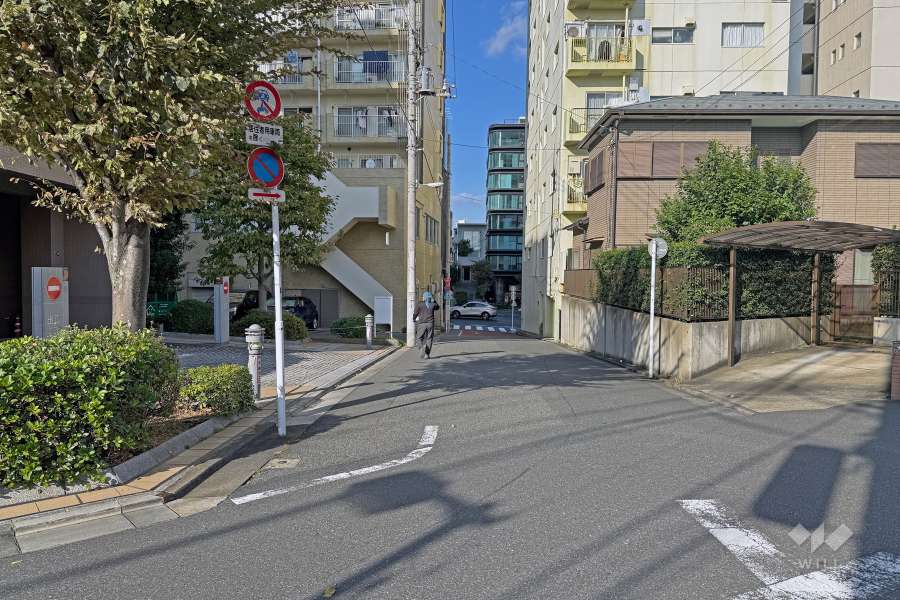 敷地の西側前面道路（南側から）