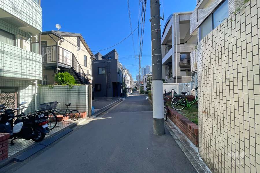 敷地の北側前面道路（西側から）