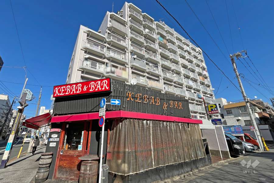メトロ中野新橋マンションの外観（南西側から）
