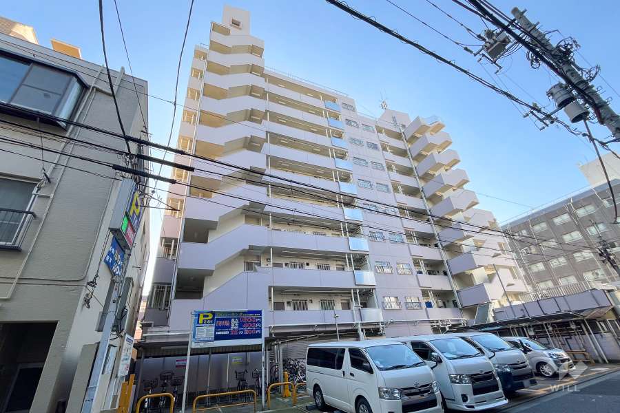 メトロ中野新橋マンションの外観（北東側から）