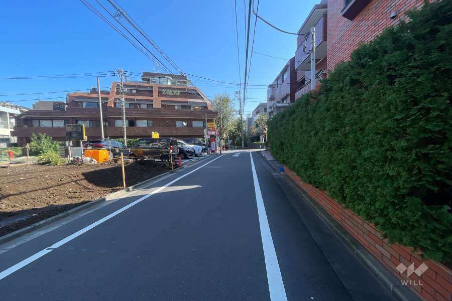 敷地の北側前面道路（西側から）