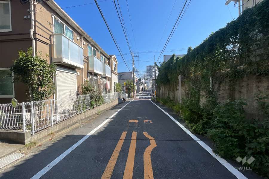 敷地南側の前面道路（西側から）