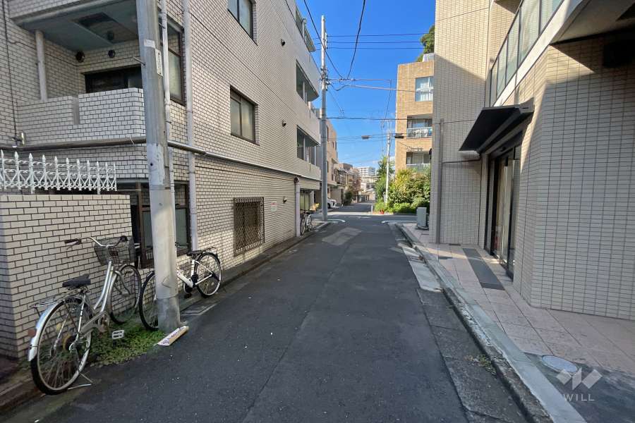 敷地北東側の前面道路（南東側から）