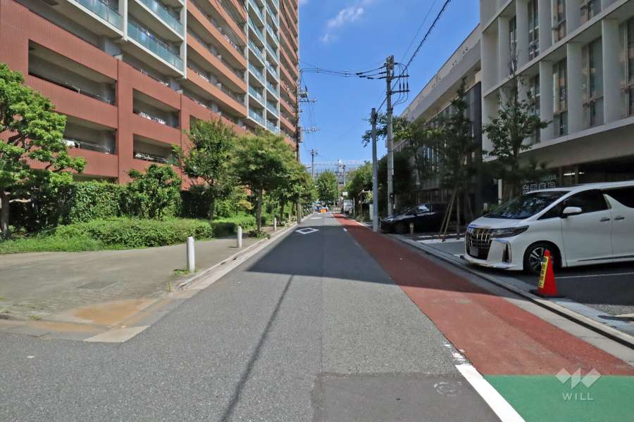 敷地南側の前面道路(西側から)