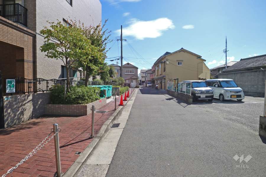 敷地西側の前面道路（北側から）