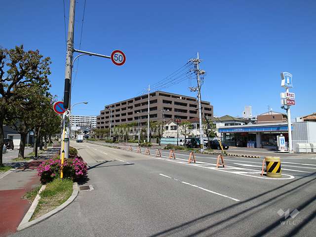 プリンスハイツ鳴尾北の遠景。敷地の西側には小曽根線です。