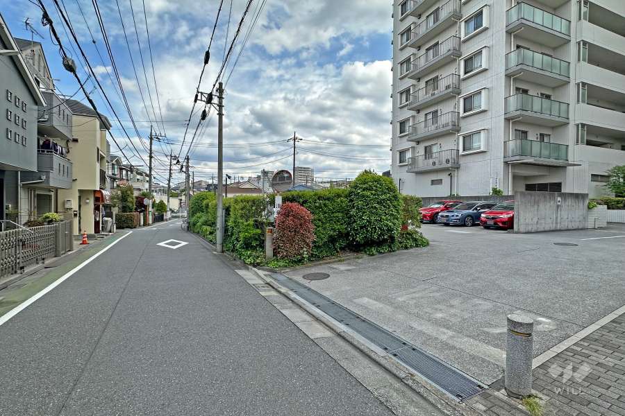 敷地の北側前面道路（西側から）
