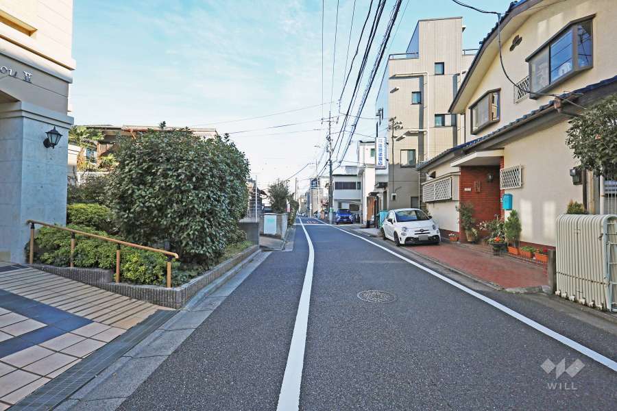 敷地南側の前面道路（西側から）